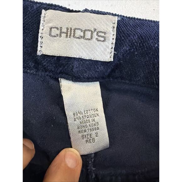 Chico's womens 14 navy corduroy pants 2 Original Fit retro western bohemian - Picture 6 of 8